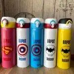 Superhero Bottle for Boys, Stainless Steel Double Insulated Super Heroes Flask Water Sipper for Kids (Random Design - Pack of 1)
