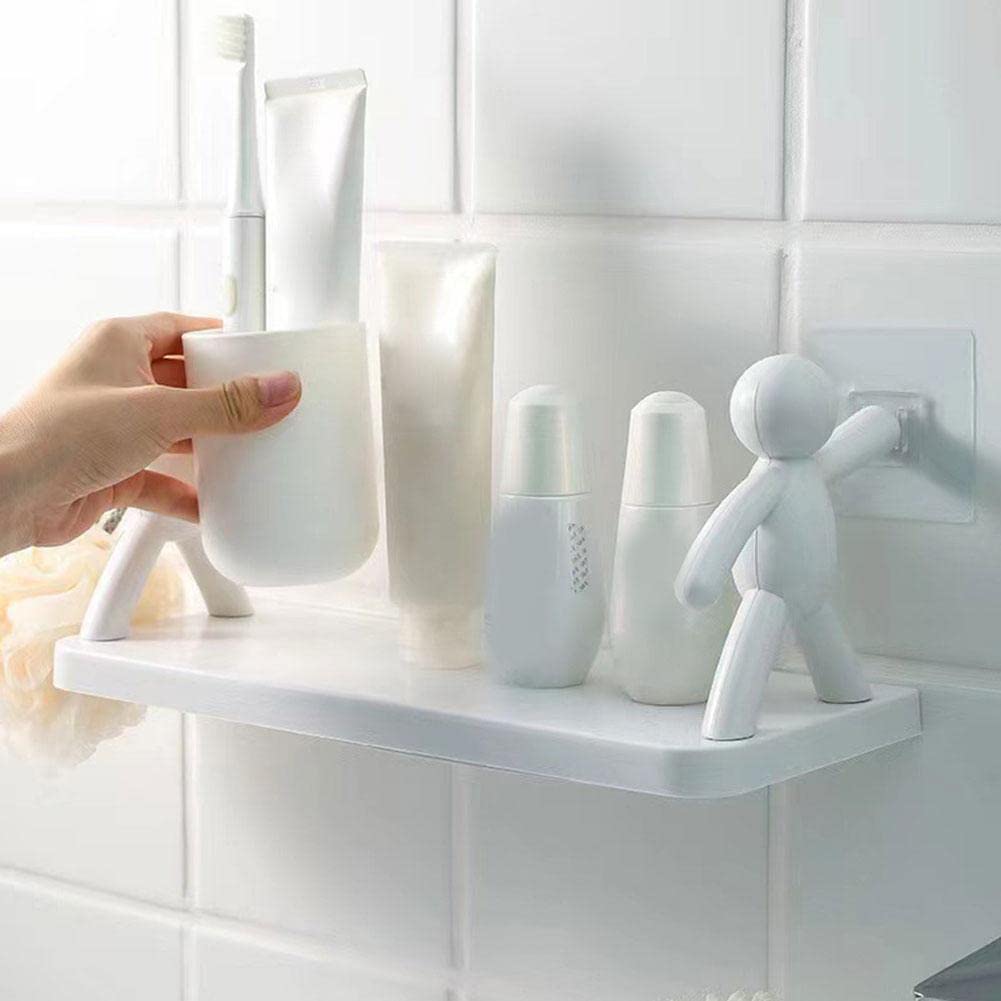 Self Adhesive Bathroom Accessories Items Multi-Purpose Wall Mount Bathroom,  Kitchen, Home Decor Floating Wall Shelf (White, Pack Of 1) – Swadesi Basket