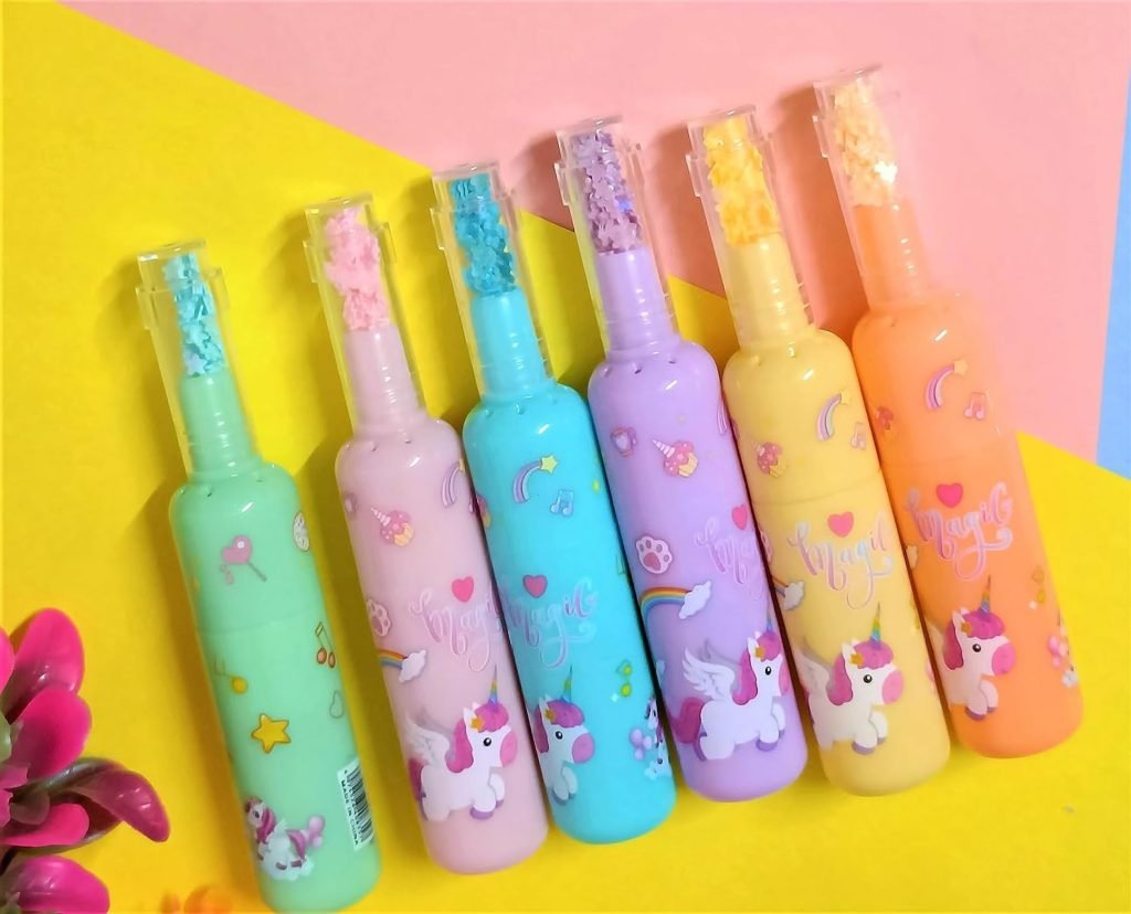 Unicorn Theme Bottle Shape Highlighters Pack of 6 Highlighters